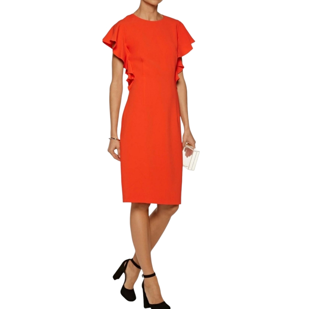 NWT Sachin & Babi Noir Orange Sabina Ruffled Crepe Dress SZ 8